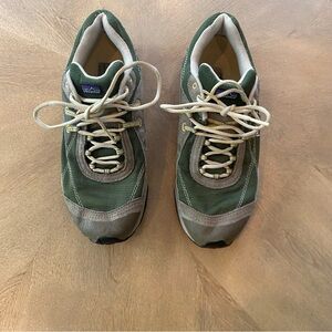 Patagonia Green and Tan Sneakers for hiking/ outdoor Women’s SZ 9.5